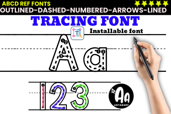 Dashed Outlined Arrows Lined Font for Editorial Design
